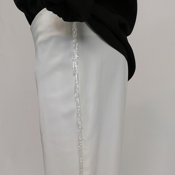 90s White Beaded Fringe Elvis low hip hugger Western Tuxedo Trousers - Picture 10 of 16